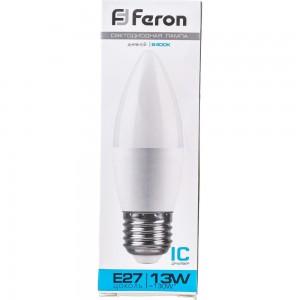 Светодиодная лампа FERON LB-970, 13W, 230V E27 6400K свеча 38112