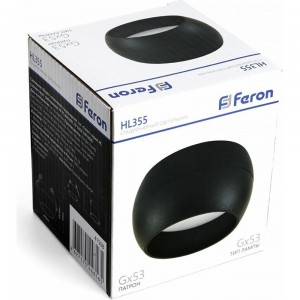 Стационарный светильник FERON под лампу, спот, ИПО, HL355 12W, 220V, GX53, черный 41508