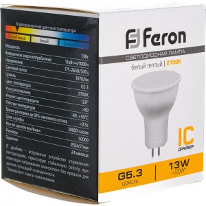 Светодиодная лампа FERON LB-960 MR16 G5.3 13W 2700K 38188