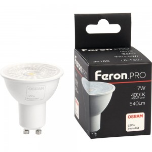 Светодиодная лампа FERON PRO LB-1607 GU10 7W 4000K, 38183