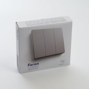 Трехклавишный беспроводной выключатель FERON TM83 230V, 500W, серебро 41721