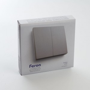 Двухклавишный беспроводной выключатель-кнопка FERON TM82 230V, 500W, серебро 41720