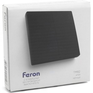 Двухклавишный беспроводной выключатель FERON TM82 SMART, 230V, 500W, черный 41723