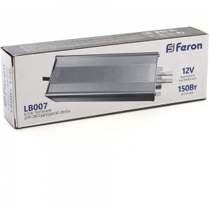 Электронный трансформатор для светодиодной ленты FERON 150W 12V IP67 (драйвер), LB007, 48060