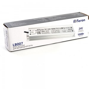 Электронный трансформатор для светодиодной ленты FERON 100W 24V (драйвер), LB007, 48059