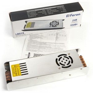 Электронный трансформатор для светодиодной ленты FERON 350W 24V (драйвер), LB019, 48048