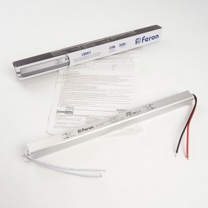 Электронный трансформатор FERON для светодиодной ленты 36W 24V (ультратонкий драйвер), LB001 48012