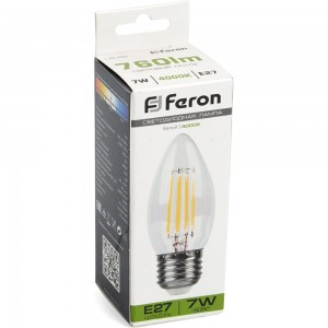 Светодиодная лампа FERON LB-66 Свеча E27 7W 4000K, 38271