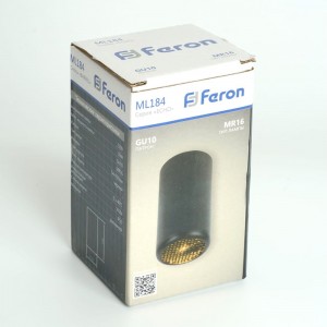 Потолочный светильник FERON ML184 Barrel ECHO MR16 GU10 35W 230V, черный, с антибликовой сеточкой 48392