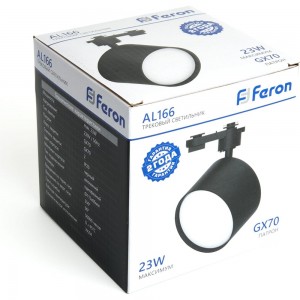 Трековый однофазный светильник на шинопровод FERON AL166 под лампу GX70, черный 48545