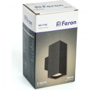 Настенный светильник FERON ML1740 QUAD MR16 35W, 230V, 2хGU10, черный IP20 48427