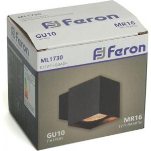 Настенный светильник FERON ML1730 QUAD MR16 35W, 230V, GU10, черный IP20 48429