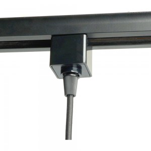 Трековый однофазный светильник на шинопровод FERON al197 на подвесе, под лампу e27, черный, 48555