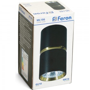 Потолочный светильник FERON ml186 barrel zen mr16 gu10 35w 230v, черный, золото 48639