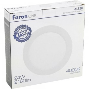 Светодиодный светильник FERON one al528 встраиваемый 24w 4000k белый 48875