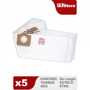 Мешки для пылесоса Karcher, Aeg, Ghibli, Thomas трехслойные синтетические Filtero KAR 15 Pro 20л 5шт 05637