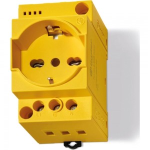 Розетка для электрических шкафов FINDER тип Schuko + Bipasso 10/16 A, категория защиты IP 20, LED, цвет желтый, 7U.00.8.230.0012 7U0082300012
