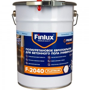 Полиуретановое европокрытие для бетонного пола Finlux F-2040 двухкомпонентное, серый, 10 кв. м 4603783200627