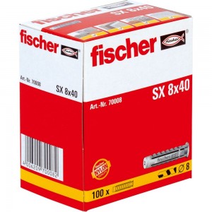 Дюбель для полнотелых материалов SX 8X40 Fischer 70008