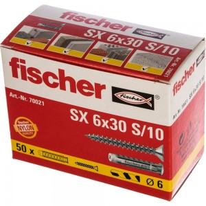 Дюбель с шурупом Fischer SX 6X30 S/10 50 штук 70021