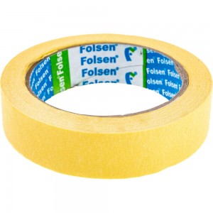 Малярная лента FOLSEN желтая, 60C, 25мм x 35м 0213525