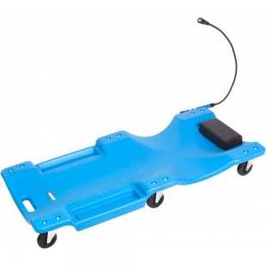 Подкатной пластиковый лежак на 6-ти колесах с фонарем на гибком удлинителе 40
