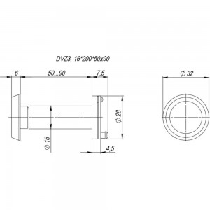 Дверной глазок Fuaro 3 DVZ_LUX, 16/200/50x90 оптика пластик-LUX, CP хром 43219