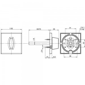 Ручка поворотная Fuaro BKW8x75.K.RL52 (BKW8x75 RL) BL-24 42745