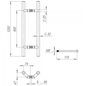 Ручка-скоба FUARO PULL.PH32/1200.45 INOX 304 (PH-45-32/1200-INOX) 45493