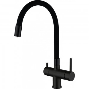 Смеситель для кухни Gappo 35к G4398-36 гибкий излив, с выходом для питьевого фильтра, черный 549412