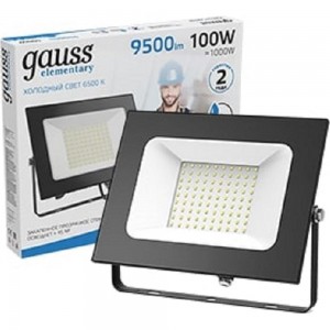Светодиодный прожектор LED 100W IP65 6500К черный Gauss 613100100