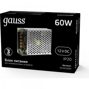 Блок питания LED STRIP PS 60W 12V Gauss 202003060