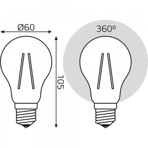 Светодиодная лампа Gauss LED Filament A60 E27 8W 2700К 102802108