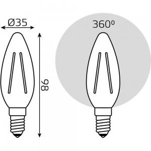 Лампа Gauss LED Filament Свеча E14 9W 680lm 2700К 103801109