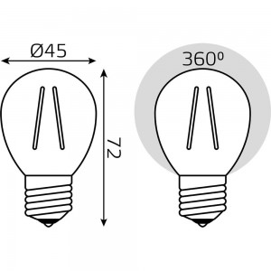 Лампа Gauss LED Filament Шар E27 7W 550lm 2700K 105802107