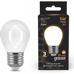 Лампа Gauss LED Filament Шар OPAL E27 5W 420lm 2700K 105202105