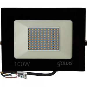 Светодиодный прожектор Gauss LED 100W 6700lm IP65 3000К черный 1/14 SQ613527100