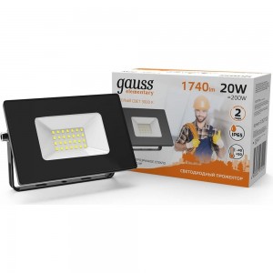Светодиодный прожектор Gauss LED 20W 1300lm IP65 3000К черный 1/60 SQ613527120