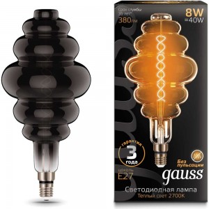 Лампа Gauss LED Vintage Filament Flexible BD200 8W E27 200х410mm Gray 2700K 159802008
