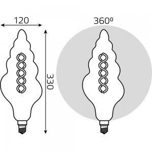 Лампа Gauss LED Vintage Filament Flexible TL120 6W E27 120х330mm 2400K 166802008