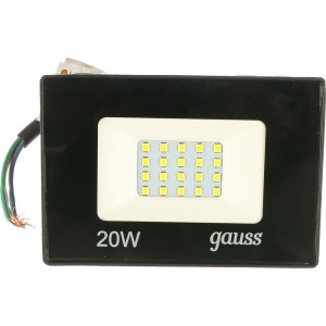 Светодиодный прожектор Gauss Elementary 20W 1320lm IP65 6500К черный ПРОМО 613100320P