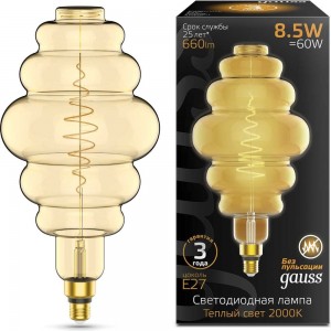Лампа Gauss LED Filament Honeycomb E27 8.5W Amber 660lm 2000K 1/2 161802105