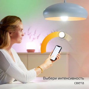 Умная Wi-fi лампочка Gauss, Smart Light DIM E14 C37 5 Вт 2700-6500K, диммируемая, управление голосом/смартфоном 1100112