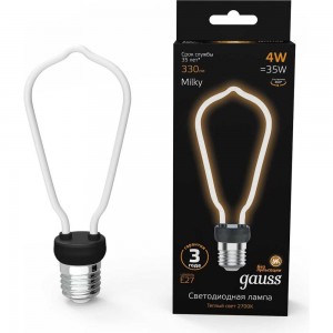 Лампа LED Gauss Filament Bulbless ST64 Milky E27 4W 330lm 2700K 64х165mm 1/10/100 1005802104