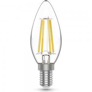 Лампа Gauss Basic Filament, свеча, 4,5W, 400lm, 2700К, Е14, LED, 1/10/50 1031115
