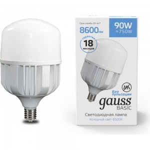 Лампа Gauss Basic, T160, AC180-240V, 90W, 8600lm, 6500K, E40, LED, 1/6 11734392