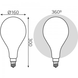 Лампа Gauss Filament, А160, 10W, 890lm, 4100К, Е27, milky, диммируемая, LED, 1/6 179202210-D