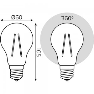 Лампа GAUSS Filament А60 20W 1850lm 4100К Е27 LED 1/10/40 102902220