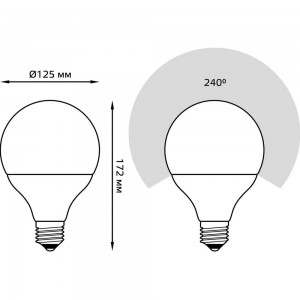 Лампа GAUSS G125 22W 1840lm 6500K E27 LED 1/10 105102322