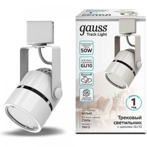 Трековый светильник GAUSS цилиндр GU10 220V IP20 60х145мм белый однофазный 1/50 TR012